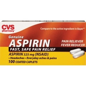 slide 1 of 1, CVS Pharmacy Cvs Health Genuine Aspirin 325 Mg Coated Caplets, 100 ct