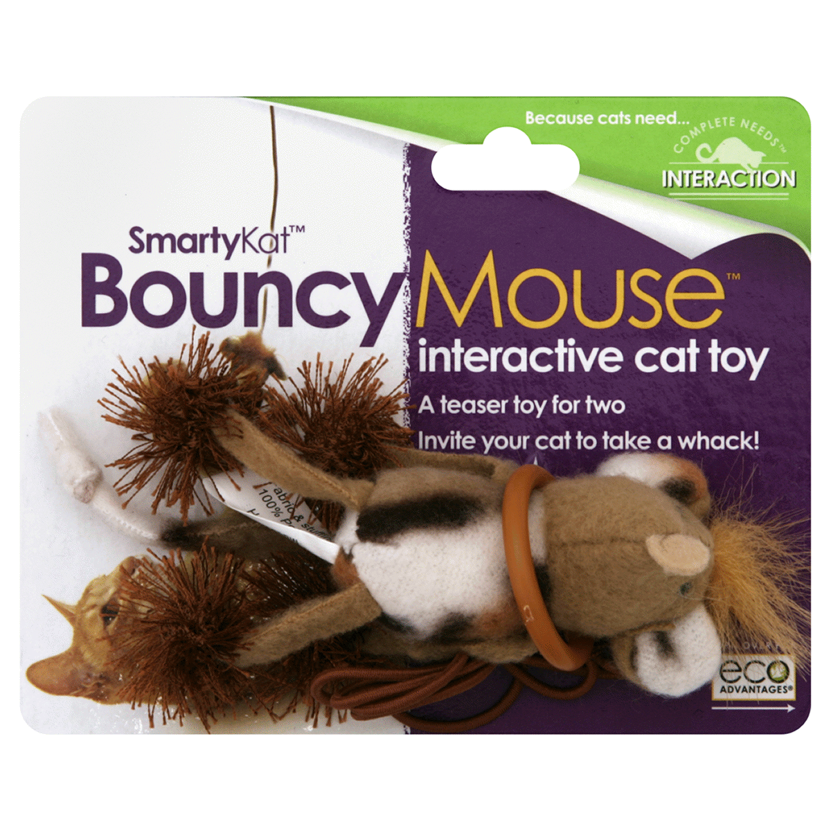 slide 1 of 1, SmartyKat Interaction Bouncy Mouse Cat Toy, 1 ct