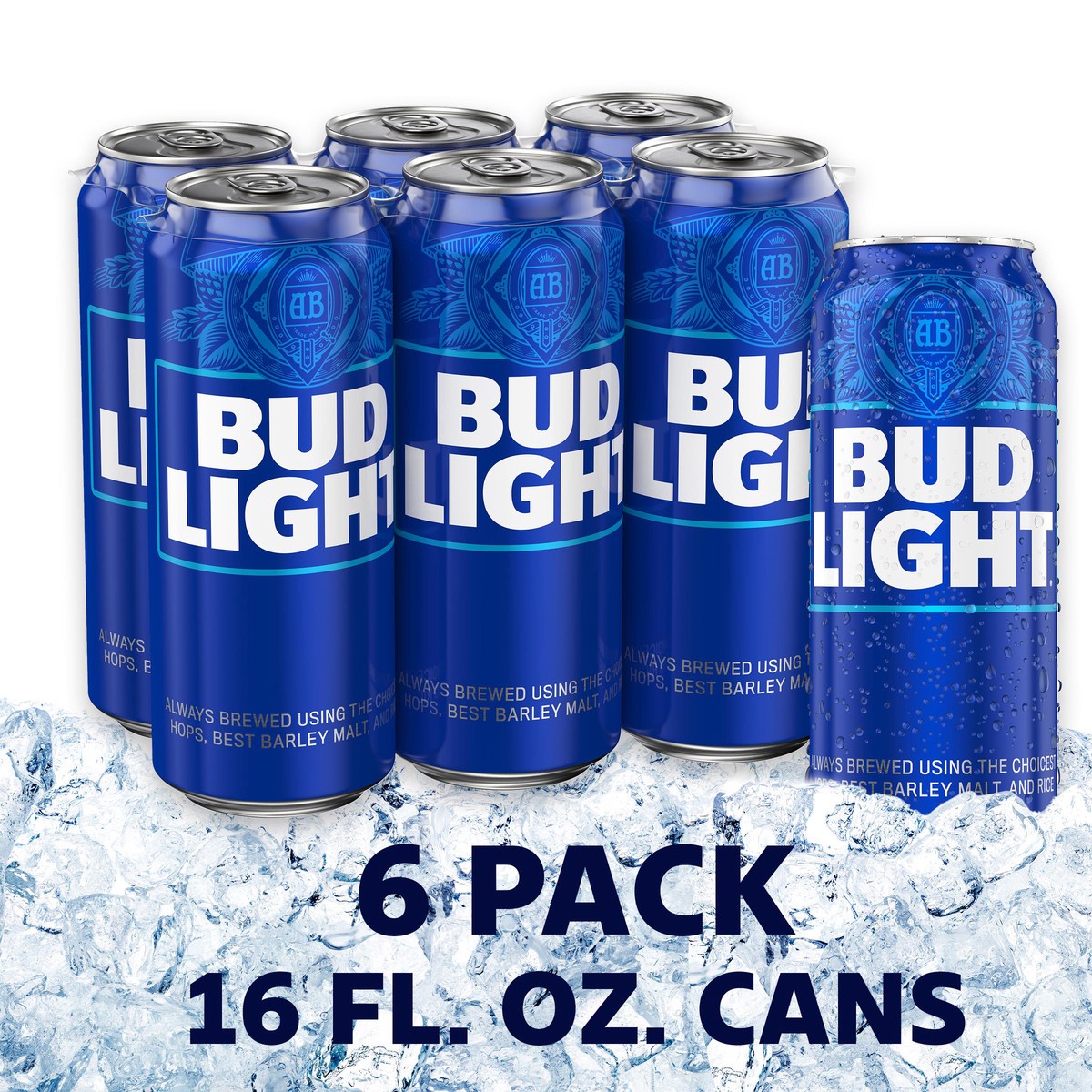 slide 1 of 1, Bud Light Beer, 16 Fl Oz Cans, 4.2% ABV, 6 fl oz