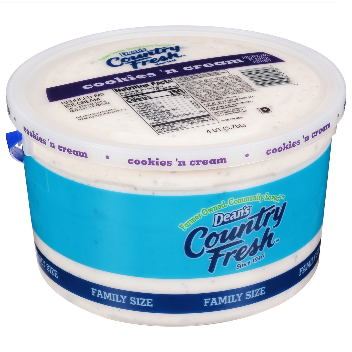 slide 8 of 9, Country Fresh Reduced Fat Cookies 'n Cream Ice Cream Family Size 4 qt, 4 qt