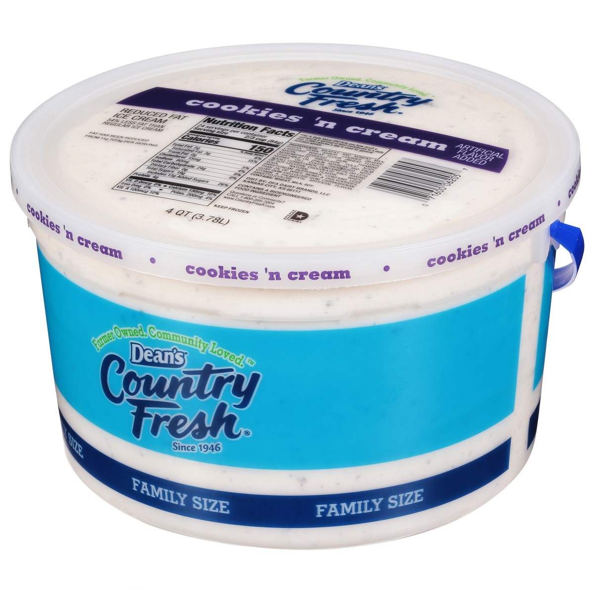 slide 2 of 9, Country Fresh Reduced Fat Cookies 'n Cream Ice Cream Family Size 4 qt, 4 qt