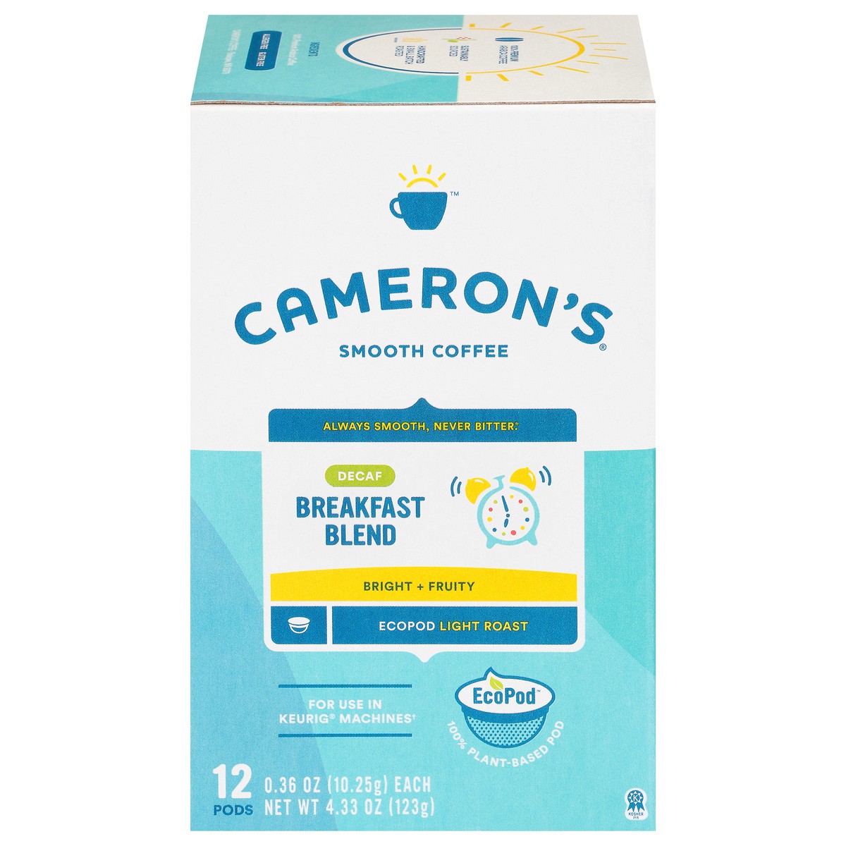 slide 1 of 4, Cameron's EcoPod Decaf Light Roast Smooth Breakfast Blend Coffee 12 - 0.36 oz Pods, 12 ct