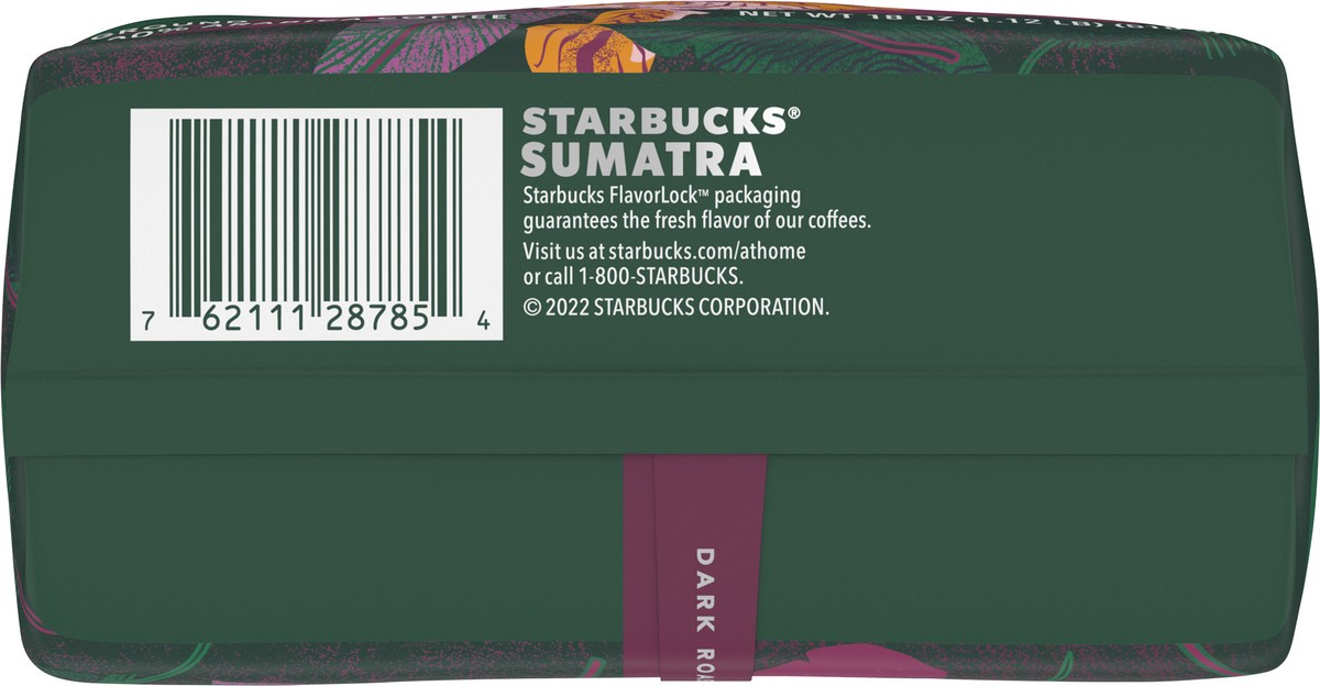 slide 2 of 13, Starbucks Ground Coffee, Dark Roast Coffee, Sumatra, 100% Arabica, 1 bag (18 oz), 18 oz