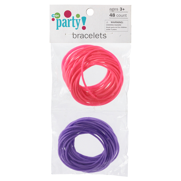 slide 1 of 1, Meijer Party Rubber Bracelets, Pink and Purple, 48 ct