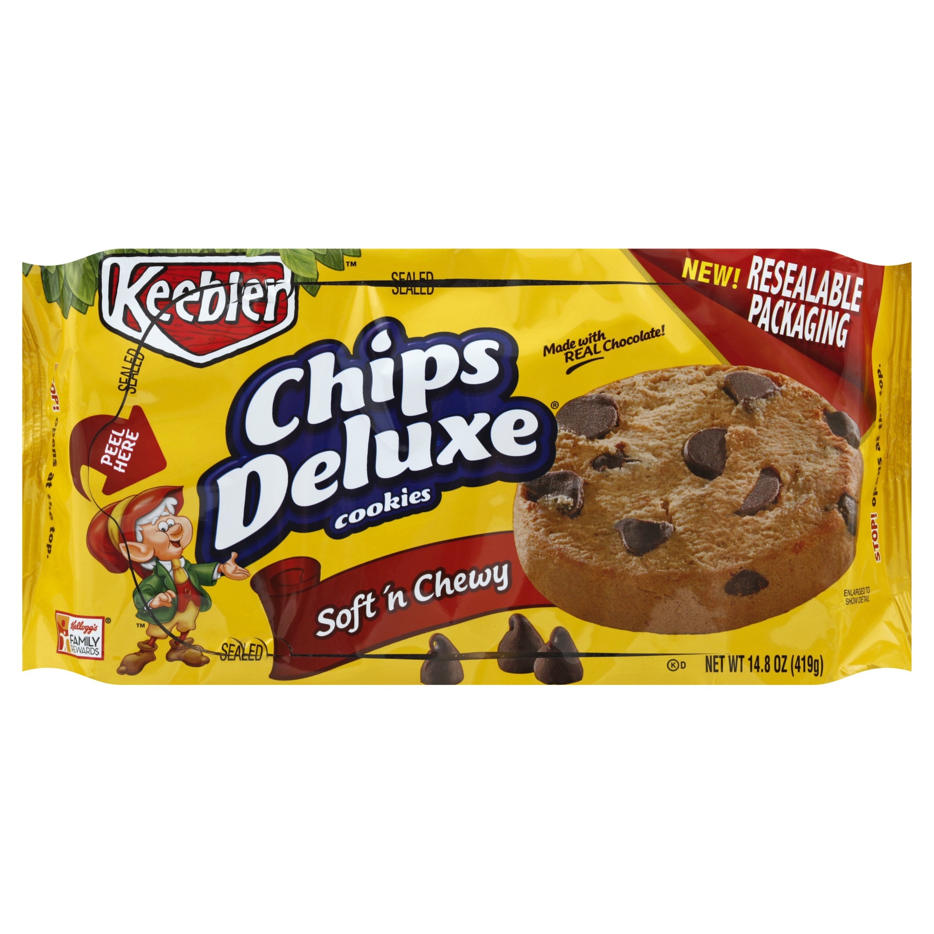 slide 1 of 6, Keebler Chips Deluxe Soft 'n Chewy Cookies, 14.8 oz