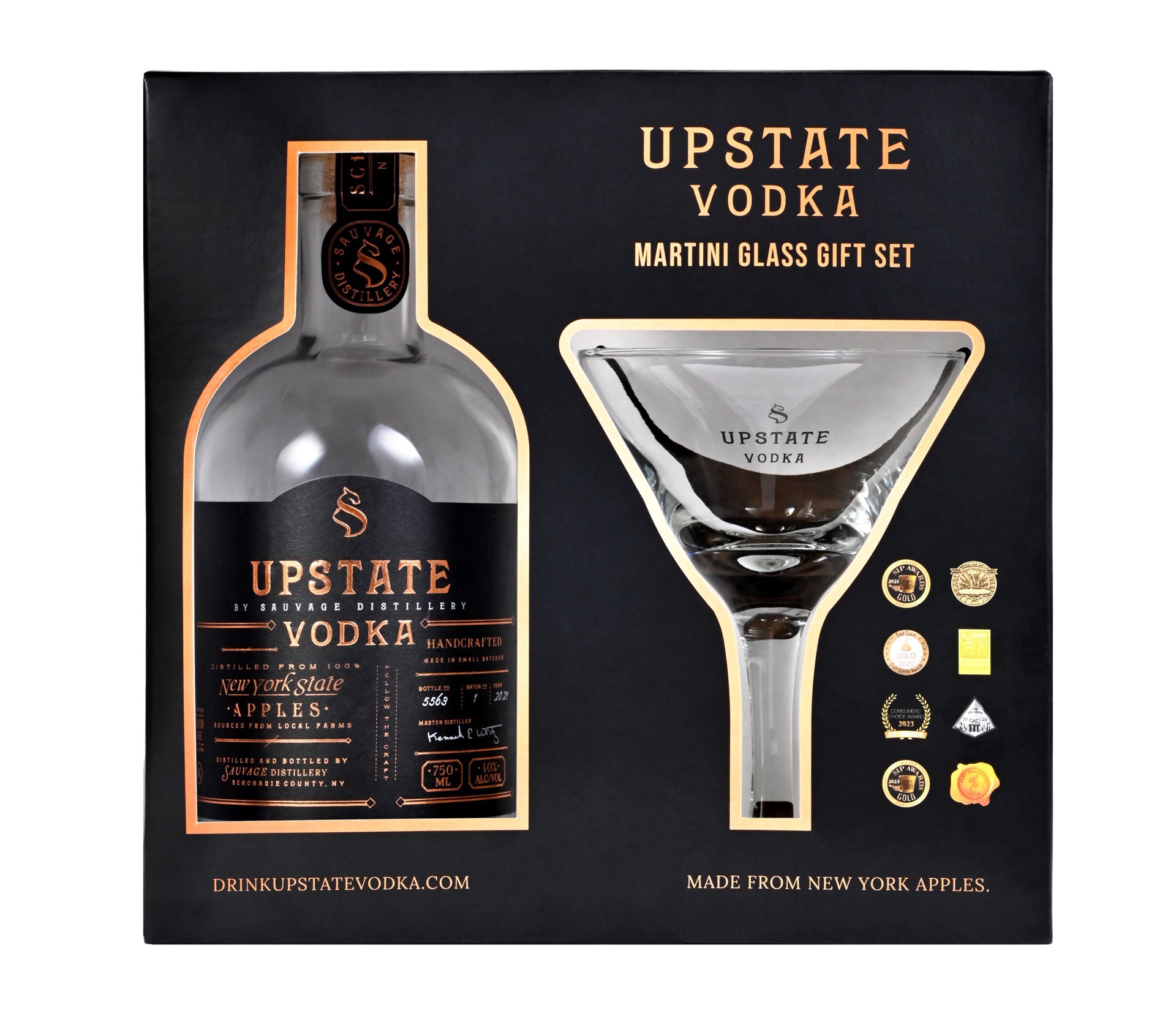 slide 1 of 1, Upstate Vodka - W/Martini Glass, 750 ml