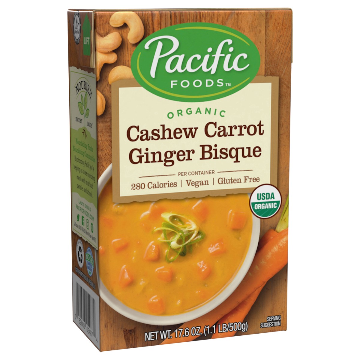 slide 3 of 8, Pacific Foods Organic Cashew Carrot Ginger Bisque, 17.6oz, 17.6 oz
