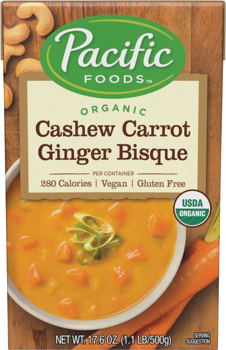 slide 5 of 8, Pacific Foods Organic Cashew Carrot Ginger Bisque, 17.6oz, 17.6 oz
