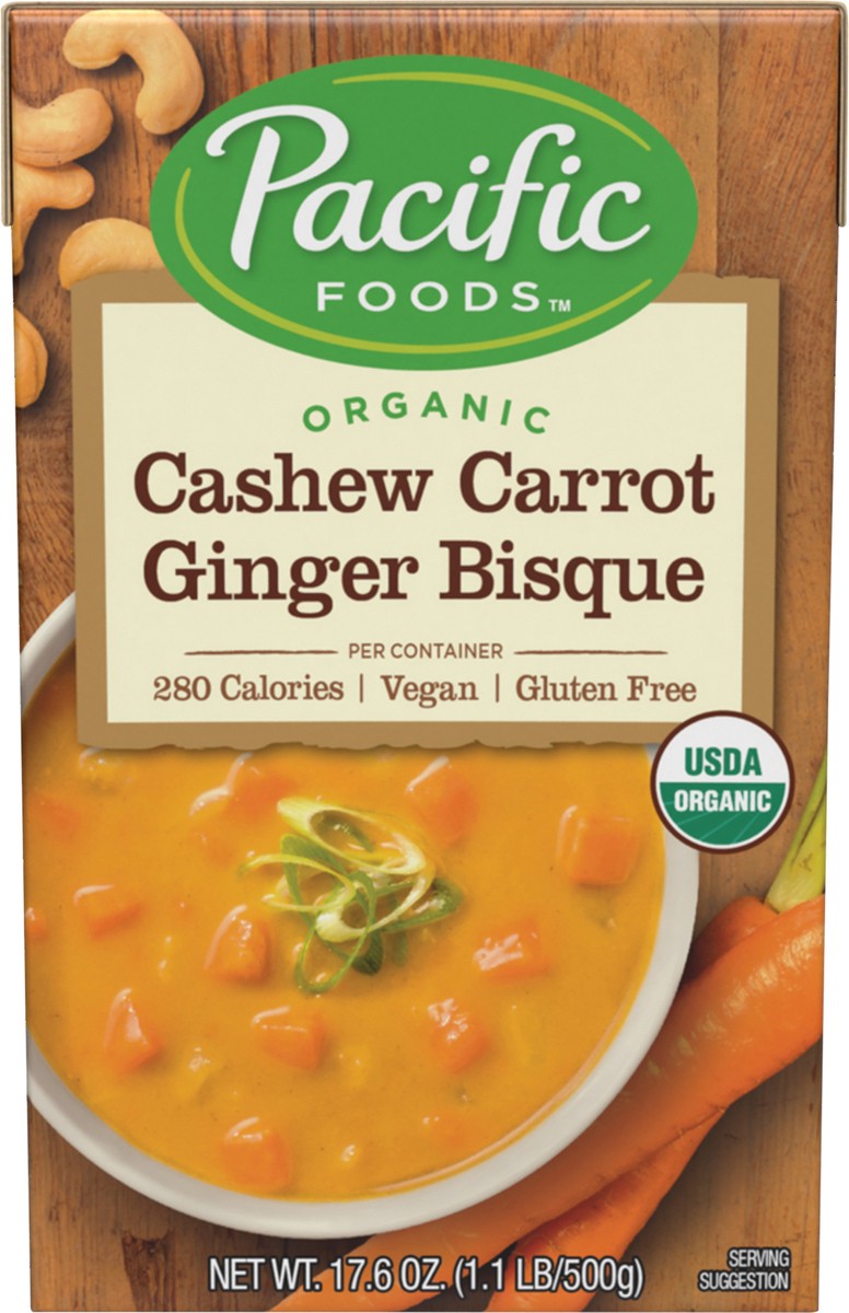 slide 1 of 8, Pacific Foods Organic Cashew Carrot Ginger Bisque 17.6 oz, 17.6 oz