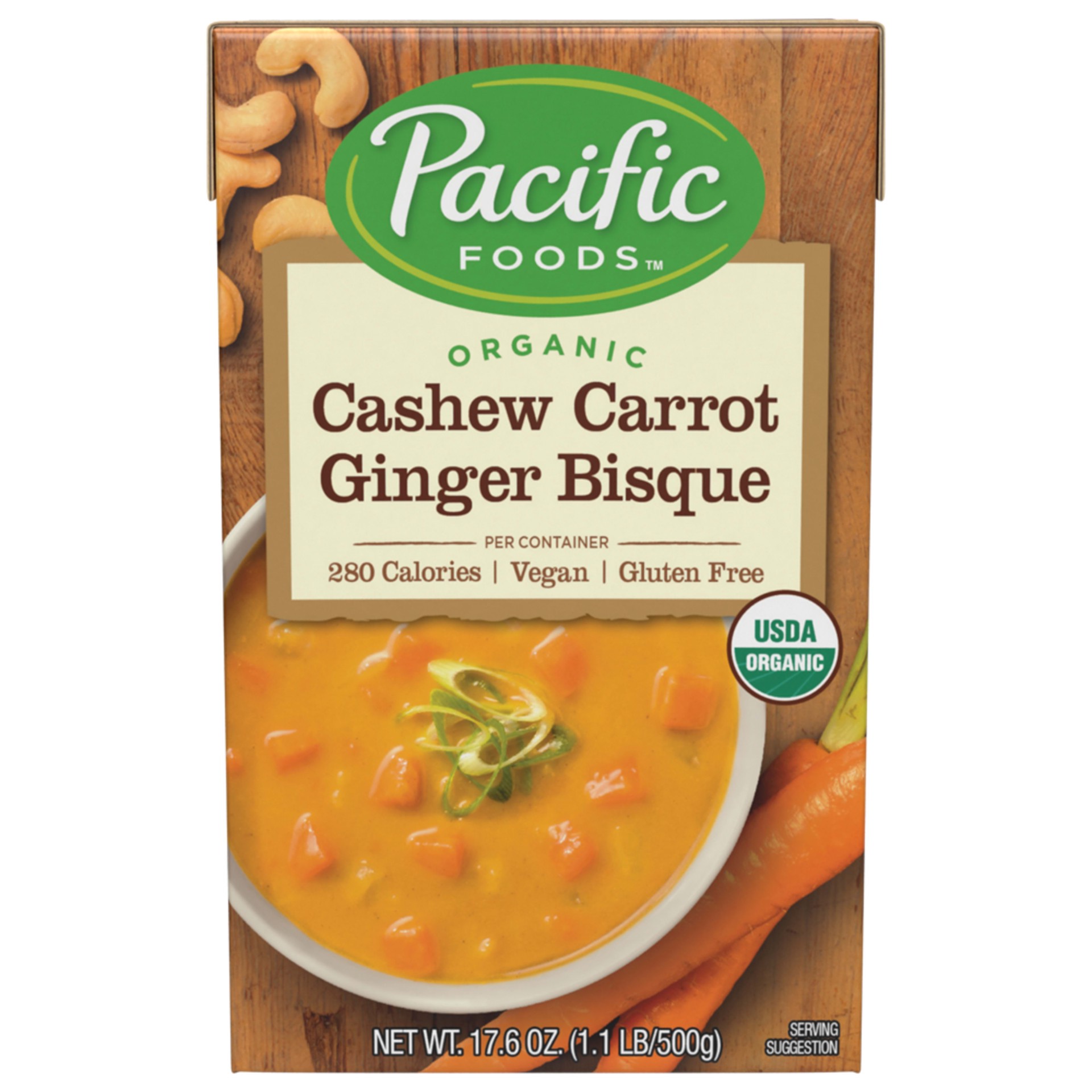 slide 1 of 8, Pacific Foods Organic Cashew Carrot Ginger Bisque, 17.6oz, 17.6 oz