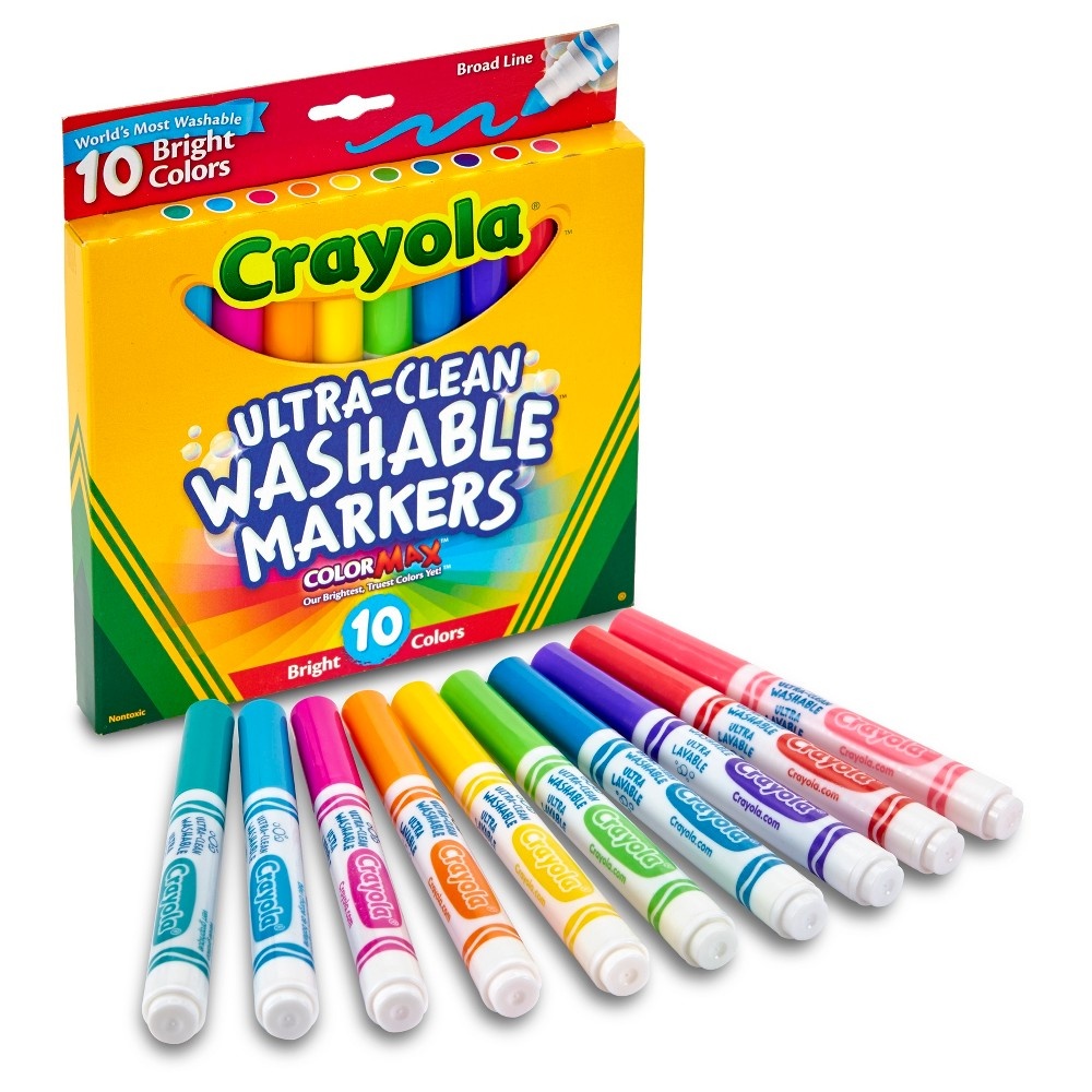 slide 2 of 3, Crayola Ultra-Clean Markers Broad Line Washable Bright, 10 ct