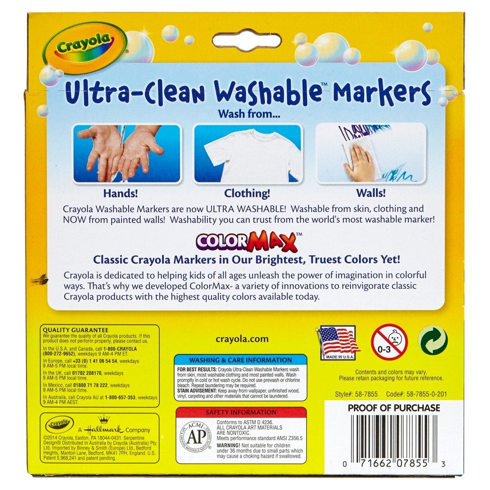 slide 3 of 3, Crayola Ultra-Clean Markers Broad Line Washable Bright, 10 ct
