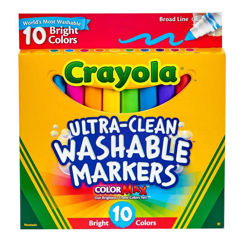 slide 1 of 3, Crayola Ultra-Clean Markers Broad Line Washable Bright, 10 ct