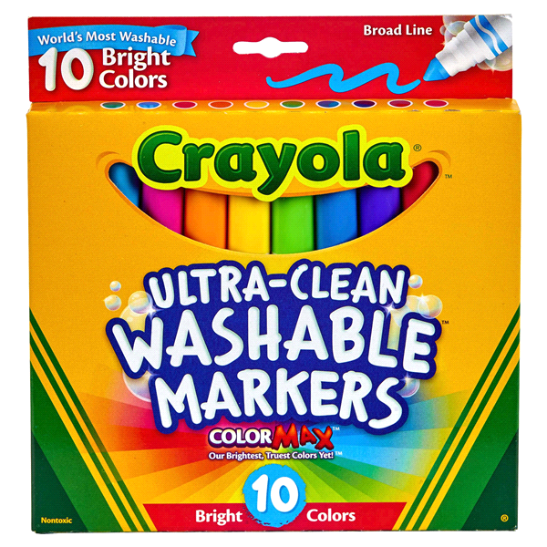 slide 1 of 3, Crayola Ultra-Clean Markers Broad Line Washable Bright, 10 ct