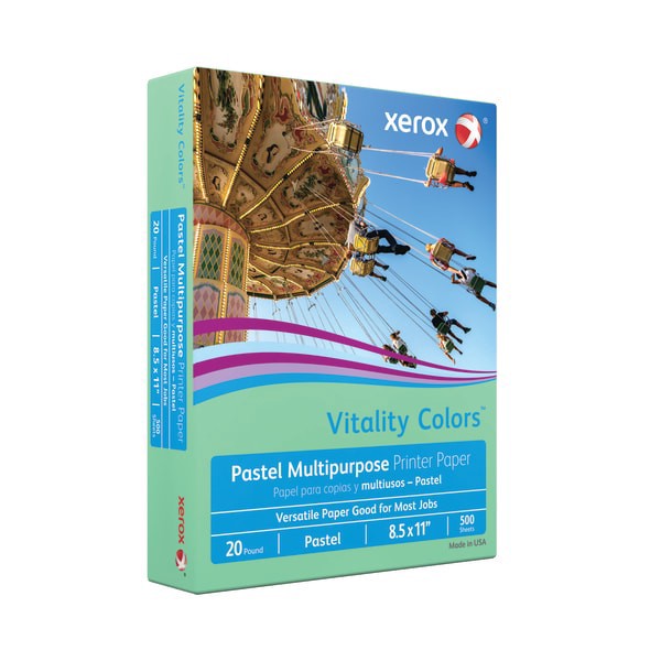 slide 2 of 2, Xerox Vitality Colors Multi-Use Printer Paper, Letter Size 30% Recycled, Green, 500 ct
