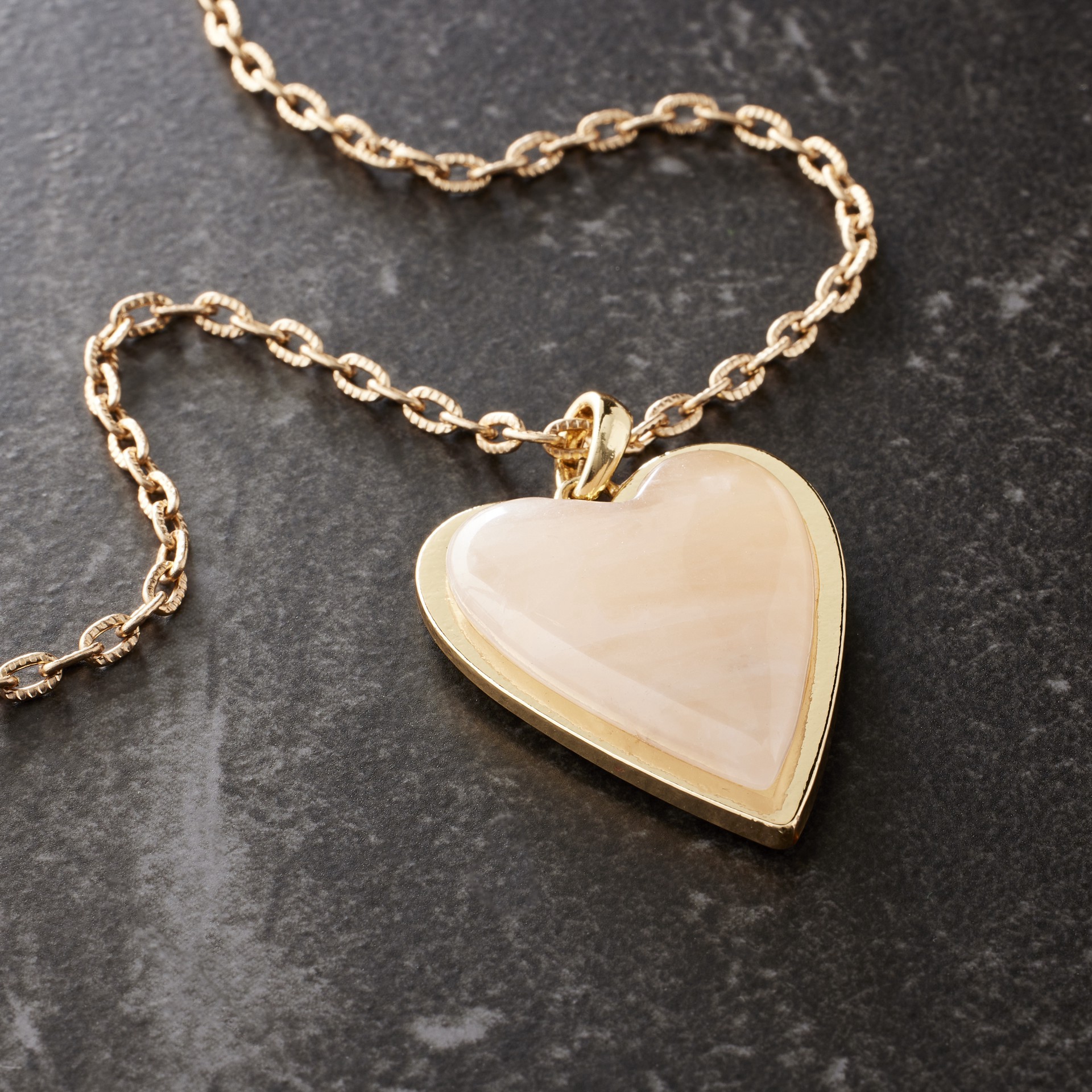 slide 2 of 3, Gold & Rose Quartz Heart Pendant By Bead Landing, 32 mm