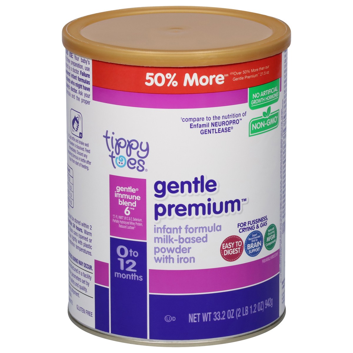 slide 4 of 14, Tippy Toes 0 to 12 Months Milk-Based Powder with Iron Gentle Premium Baby Infant Formula 33.2 oz, 33.20 oz