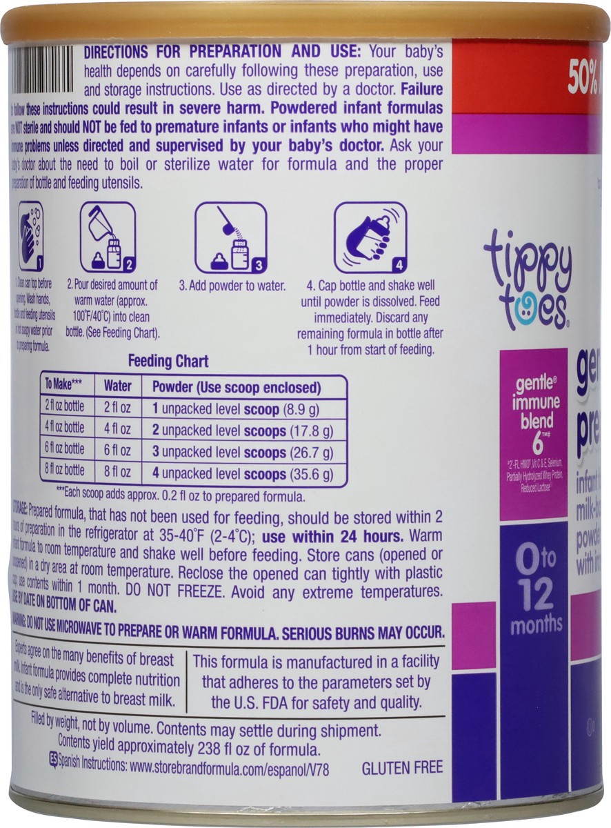 slide 11 of 14, Tippy Toes 0 to 12 Months Milk-Based Powder with Iron Gentle Premium Baby Infant Formula 33.2 oz, 33.20 oz