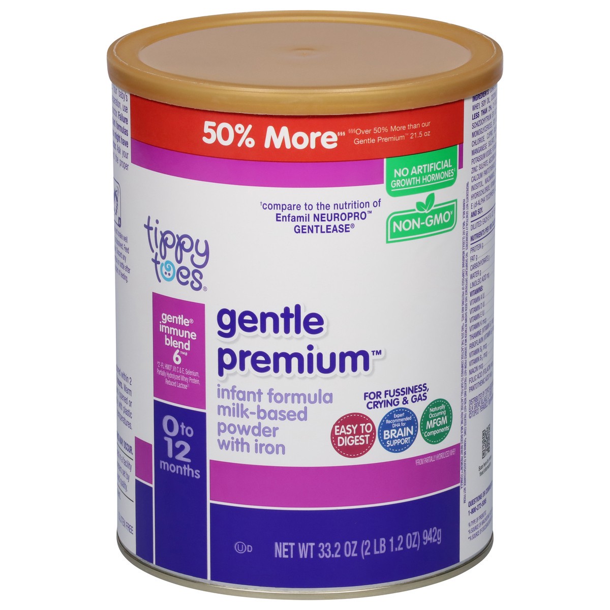 slide 1 of 14, Tippy Toes 0 to 12 Months Milk-Based Powder with Iron Gentle Premium Baby Infant Formula 33.2 oz, 33.20 oz