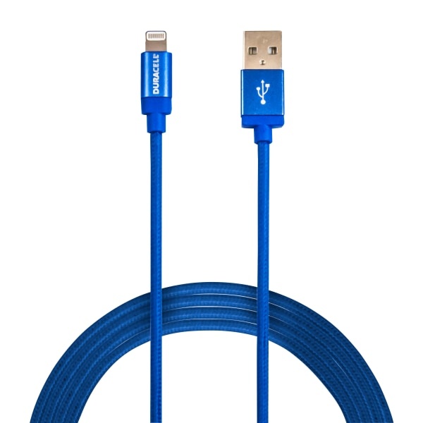 slide 1 of 1, Duracell Sync & Charge Cable, Lightning, 10', Blue, Le2285, 1 ct