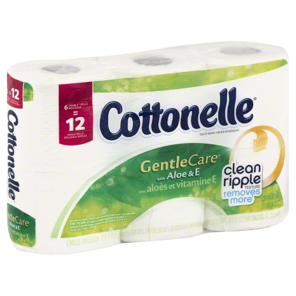 slide 1 of 1, Kleenex Cottonelle Gentle Care* with Aloe & E 1-Ply Double Roll Toilet Paper, 6 ct