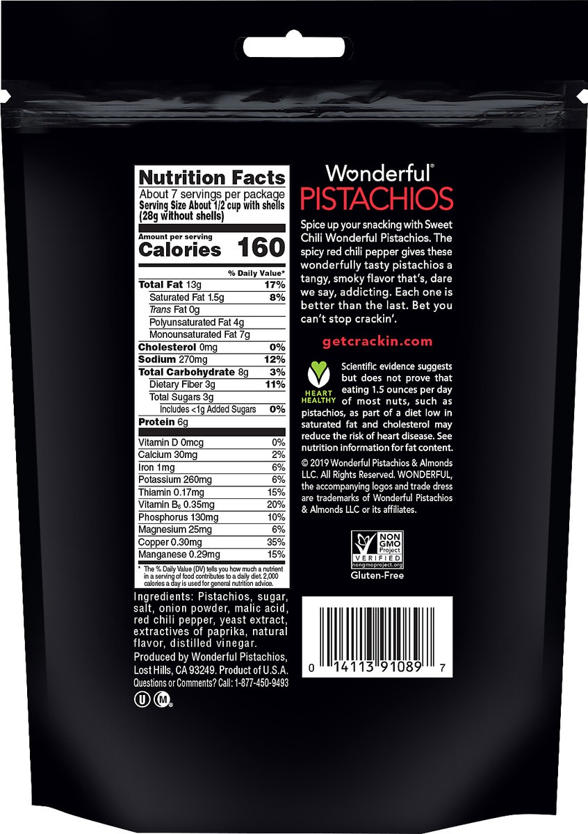 slide 3 of 3, Wonderful Pistachios, In Shell Sweet Chili Flavored Nuts, 14 Ounce Bag, 14 oz