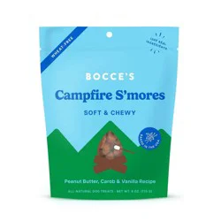 Bocce's Bakery Campfire Smores Vanilla, Carob and Peanut Butter Flavor Chewy Dog Treats - 6 oz