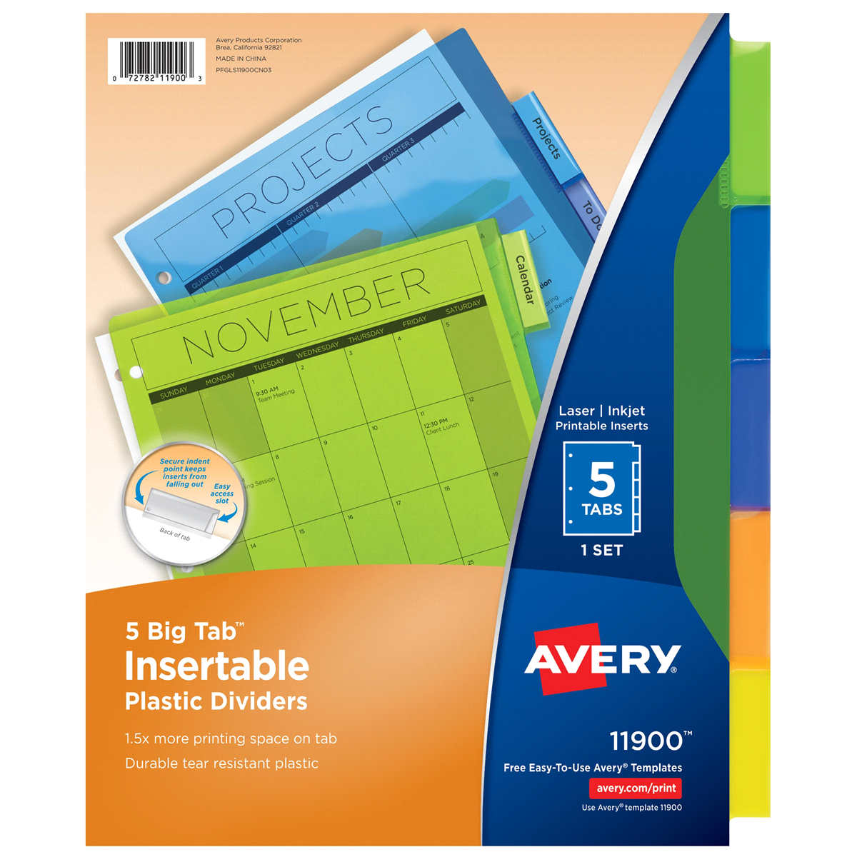 slide 1 of 4, Avery Big Tab Insertable Plastic Dividers, 5 ct