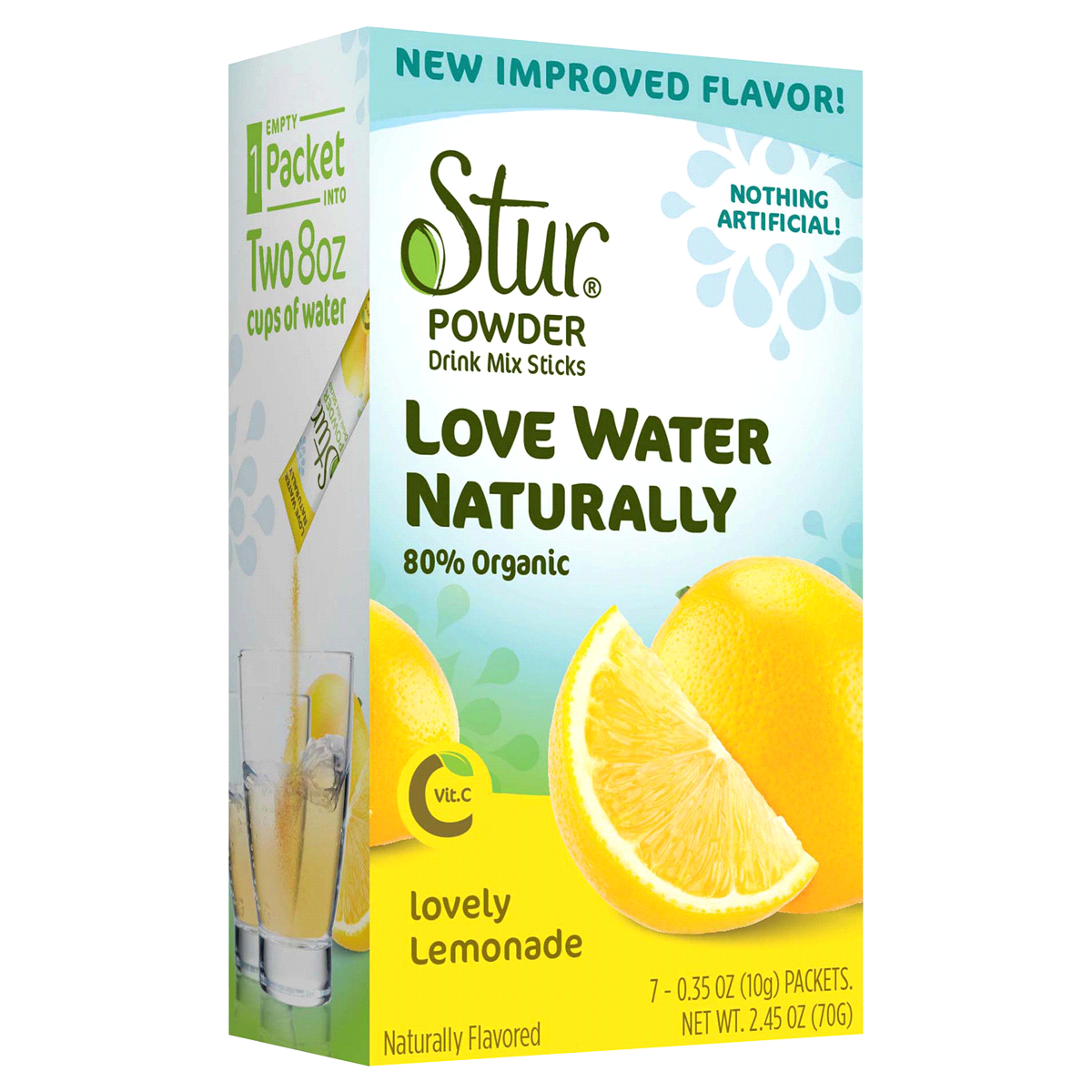 slide 1 of 4, Stur Organic Powder Drink Mix Sticks Lovely Lemonade, 2.45 oz