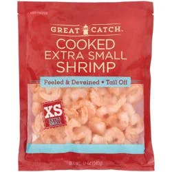 Great Catch Tail On Cooked Small Shrimp 12 oz