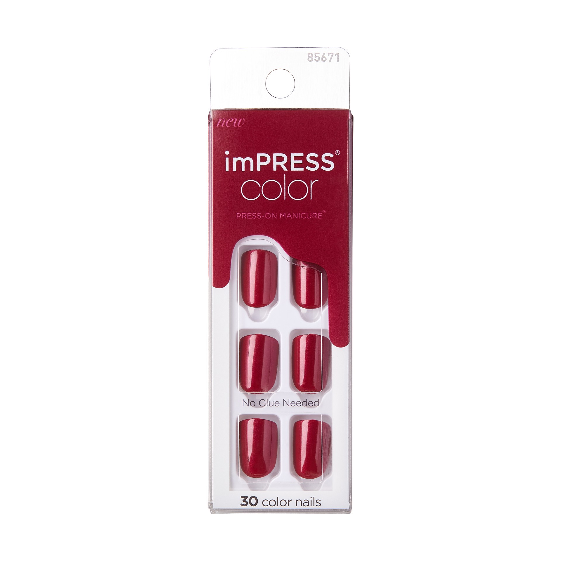 slide 1 of 5, imPRESS Color Press-On Nails, No Glue Needed, Red, Short Length, Square Shape, 33 Ct., 1 ct