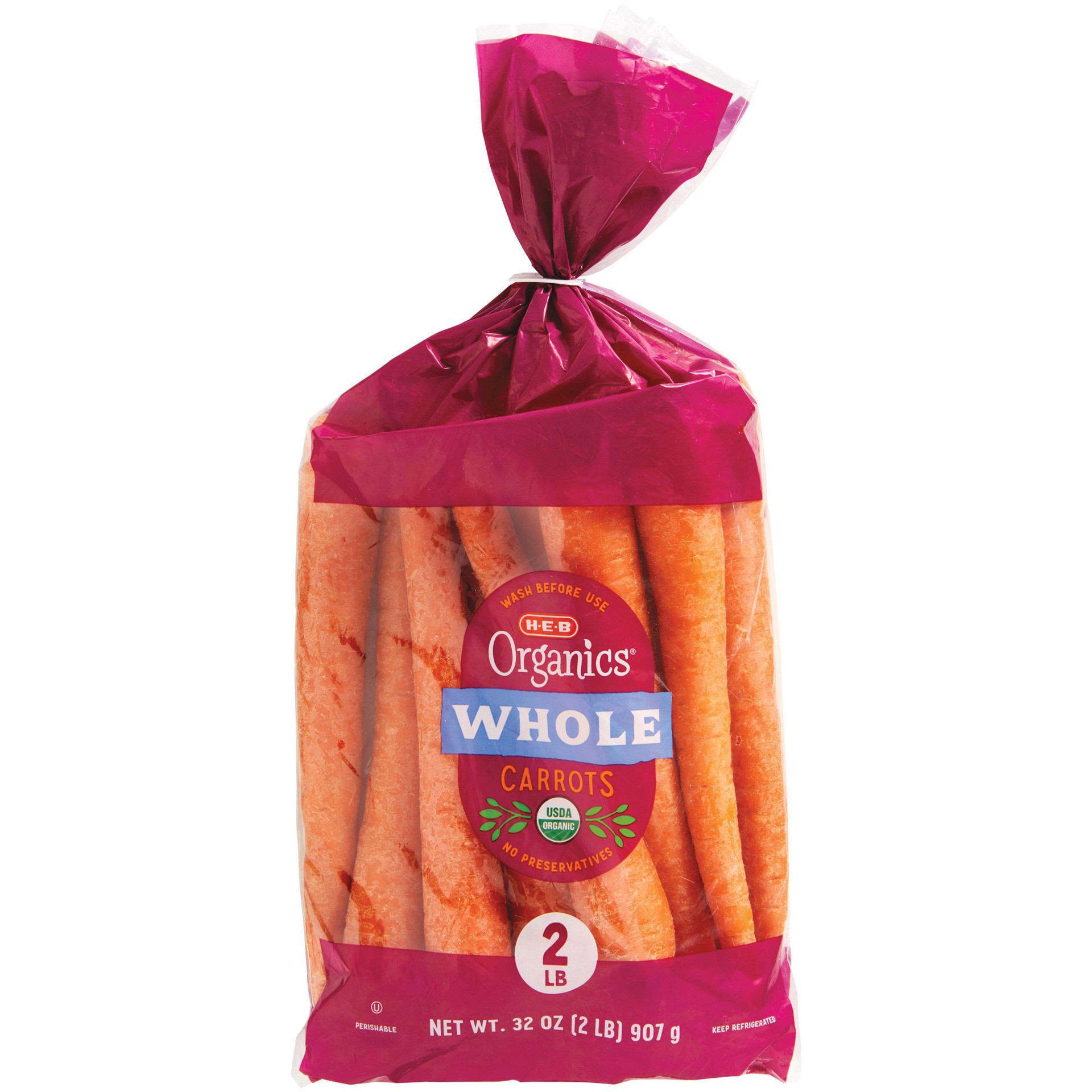 slide 1 of 1, H-E-B Organics Fresh Whole Carrots, 2 lb