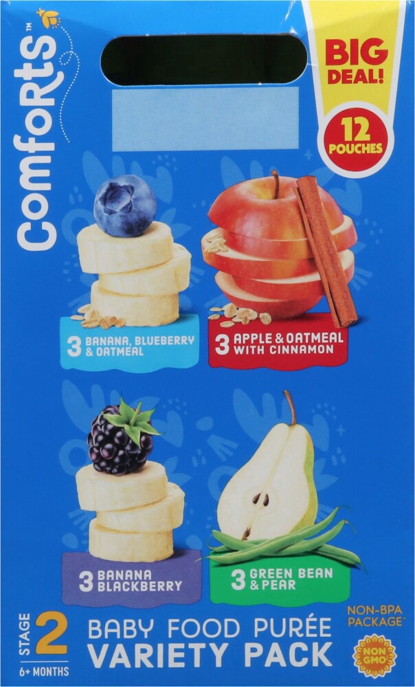slide 3 of 6, Comforts Baby Food Puree Mixed Variety Pouch, 12 ct