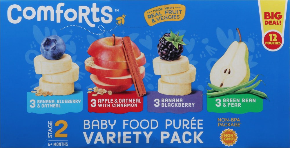 slide 6 of 6, Comforts Baby Food Puree Mixed Variety Pouch, 12 ct