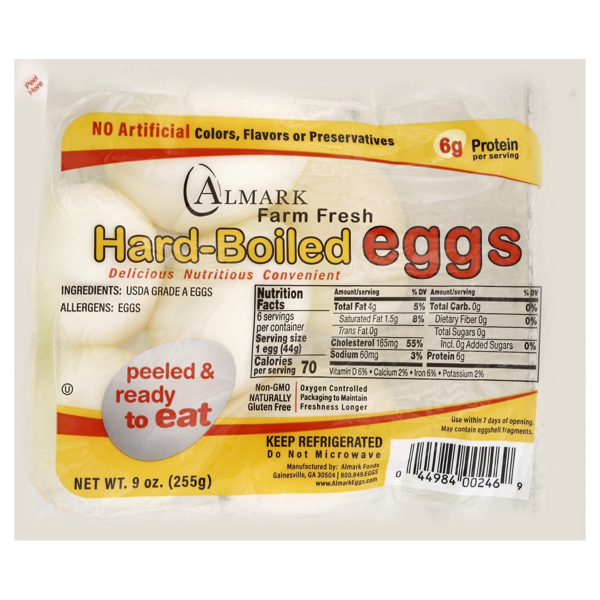 slide 2 of 6, Almark Foods 6 Pack Cooked & Peeled Egg, 9 oz