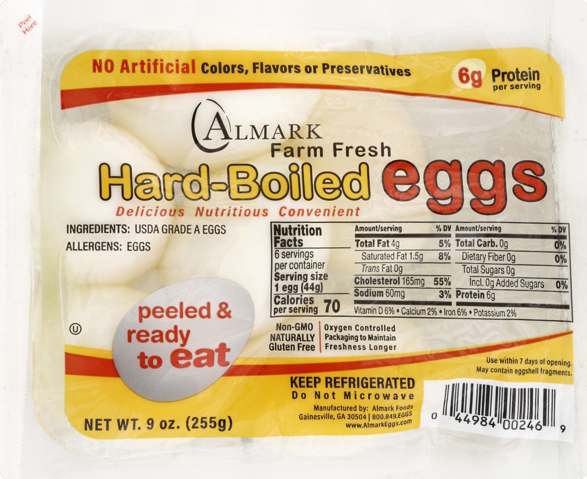 slide 1 of 6, Almark Foods 6 Pack Cooked & Peeled Egg, 9 oz