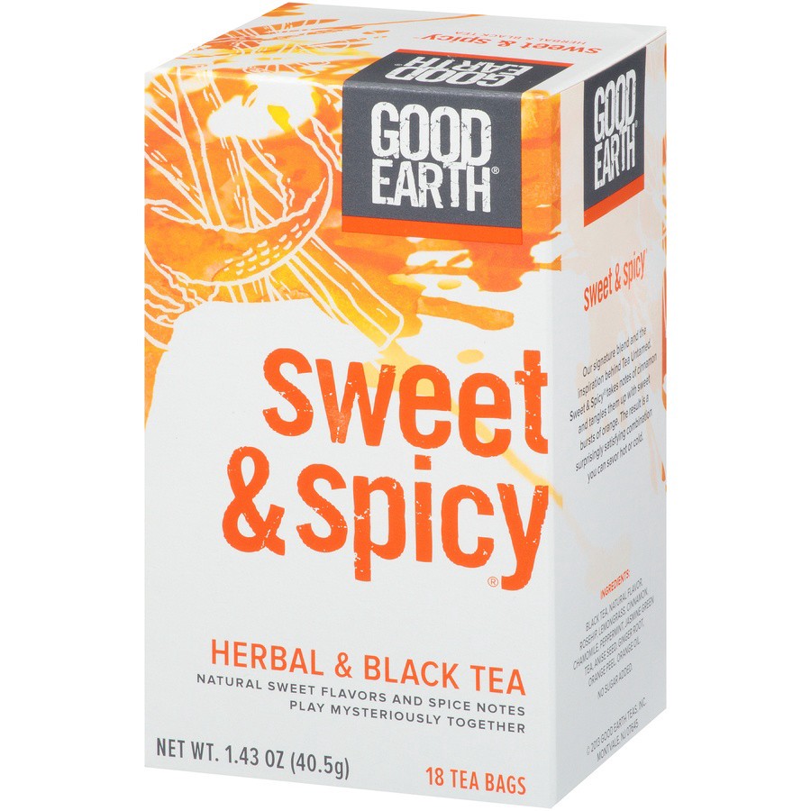 slide 3 of 7, Good Earth Sweet & Spicy Original Herbal Tea 18 Count Tea Bags, 1.43 oz