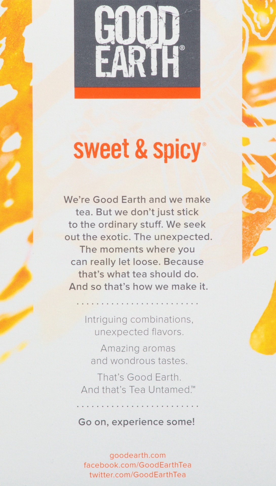 slide 6 of 7, Good Earth Sweet & Spicy Original Herbal Tea 18 Count Tea Bags, 1.43 oz