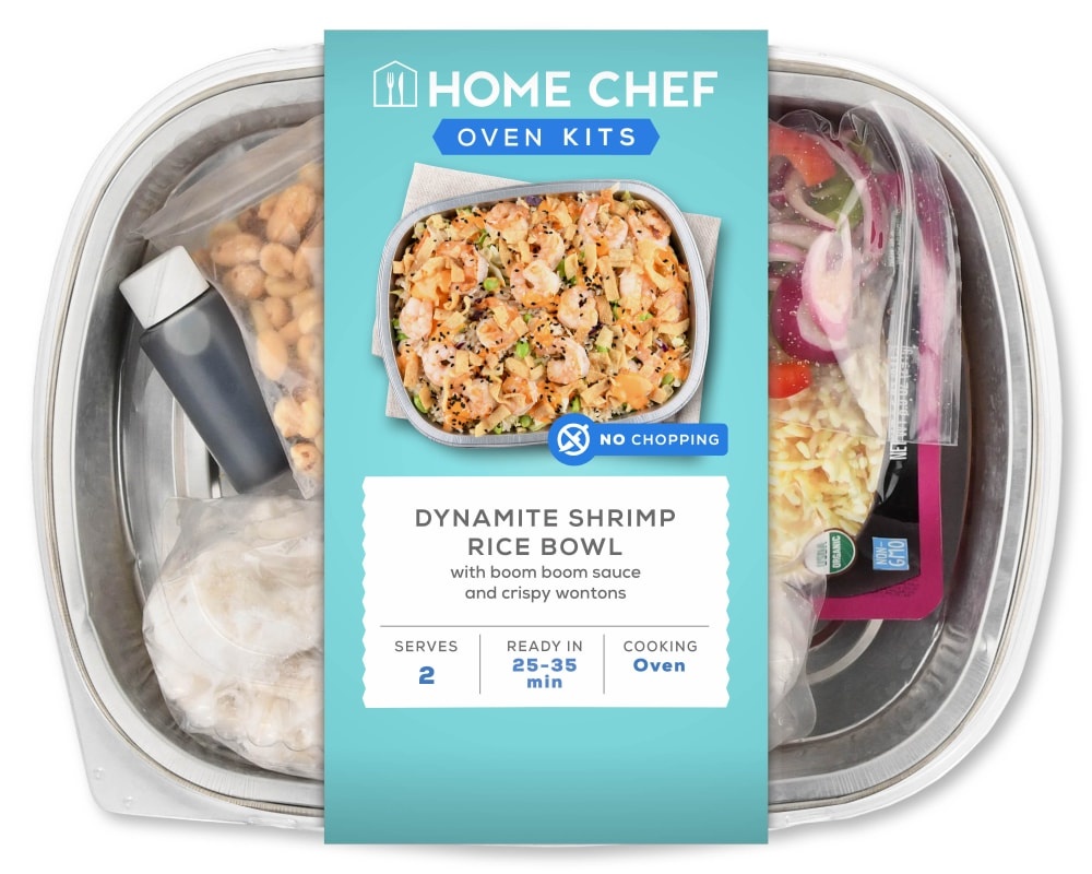 slide 1 of 1, Home Chef Oven Kit Dynamite Shrimp Rice Bowl With Boom Boom Sauce And Crispy Wontons, 27 oz