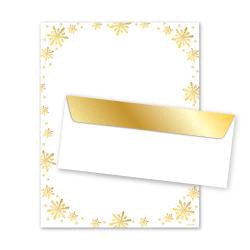 slide 1 of 1, Geo Studios Premium Holiday Letterhead And Envelope Kit, 11"" x 8-1/2"", Gold Snowflake, Kit Of 48 Pieces, 1 ct
