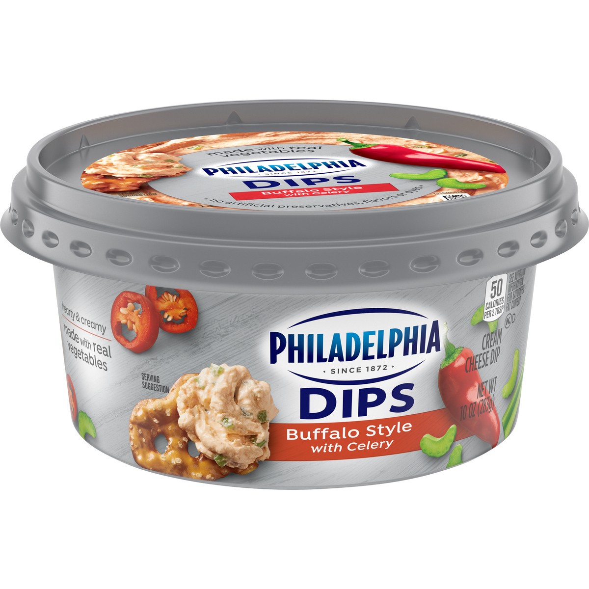 slide 6 of 9, Philadelphia Dips Buffalo Style with Celery Cream Cheese Dip, 10 oz Tub, 10 oz