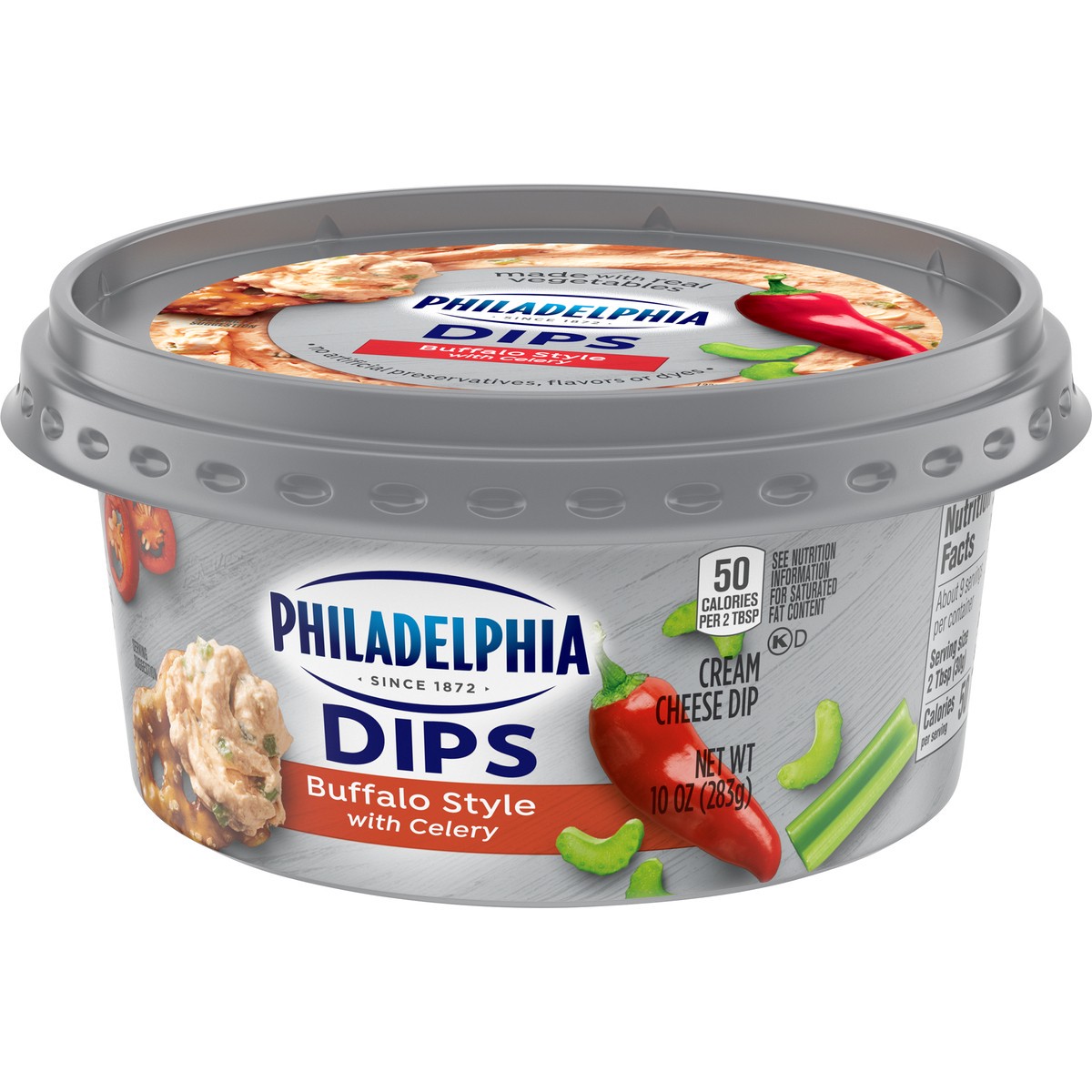 slide 8 of 9, Philadelphia Dips Buffalo Style with Celery Cream Cheese Dip, 10 oz Tub, 10 oz