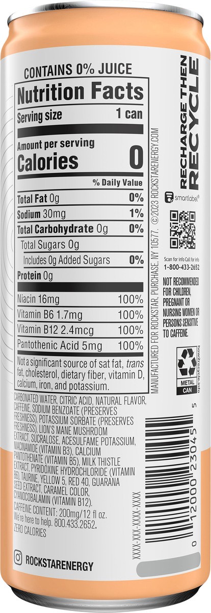 slide 7 of 10, Rockstar Focus Sugar Free Energy Drink White Peach - 12 fl oz, 12 fl oz