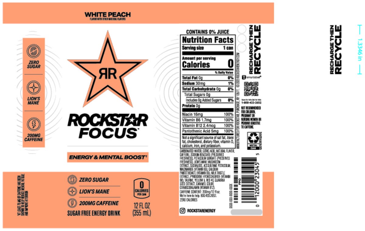 slide 3 of 10, Rockstar Focus Sugar Free Energy Drink White Peach - 12 fl oz, 12 fl oz