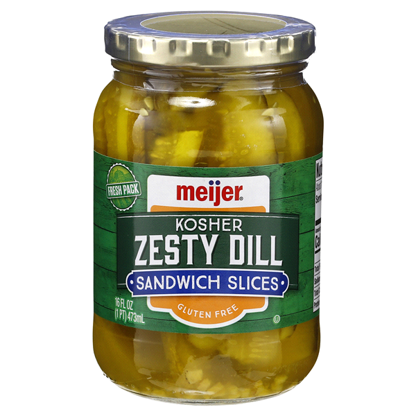 slide 1 of 1, Meijer Zesty Sandwich Sliced Pickles, 16 oz