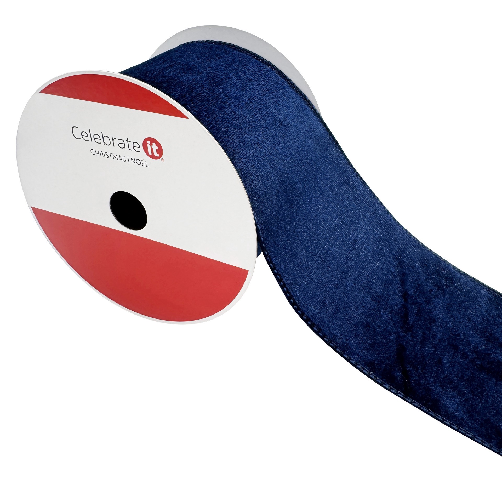 slide 3 of 3, 3.5" X 25ft. Navy Wired Velvet Ribbon By Celebrate It, 3.5 in x 25 ft