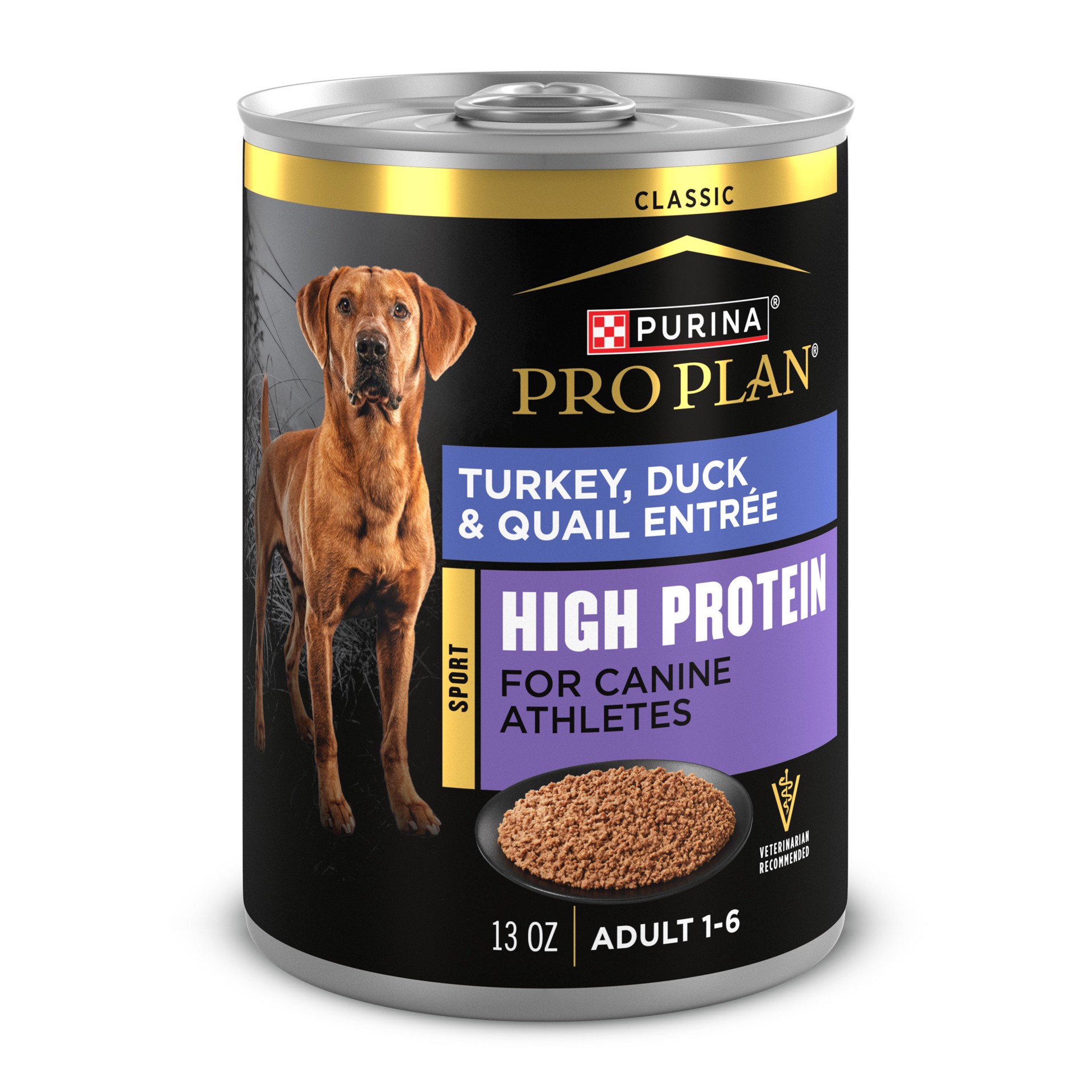 slide 1 of 7, Purina Pro Plan Sport High Protein Dog Food Turkey, Duck and Quail Entree Wet Dog Food, 13 oz