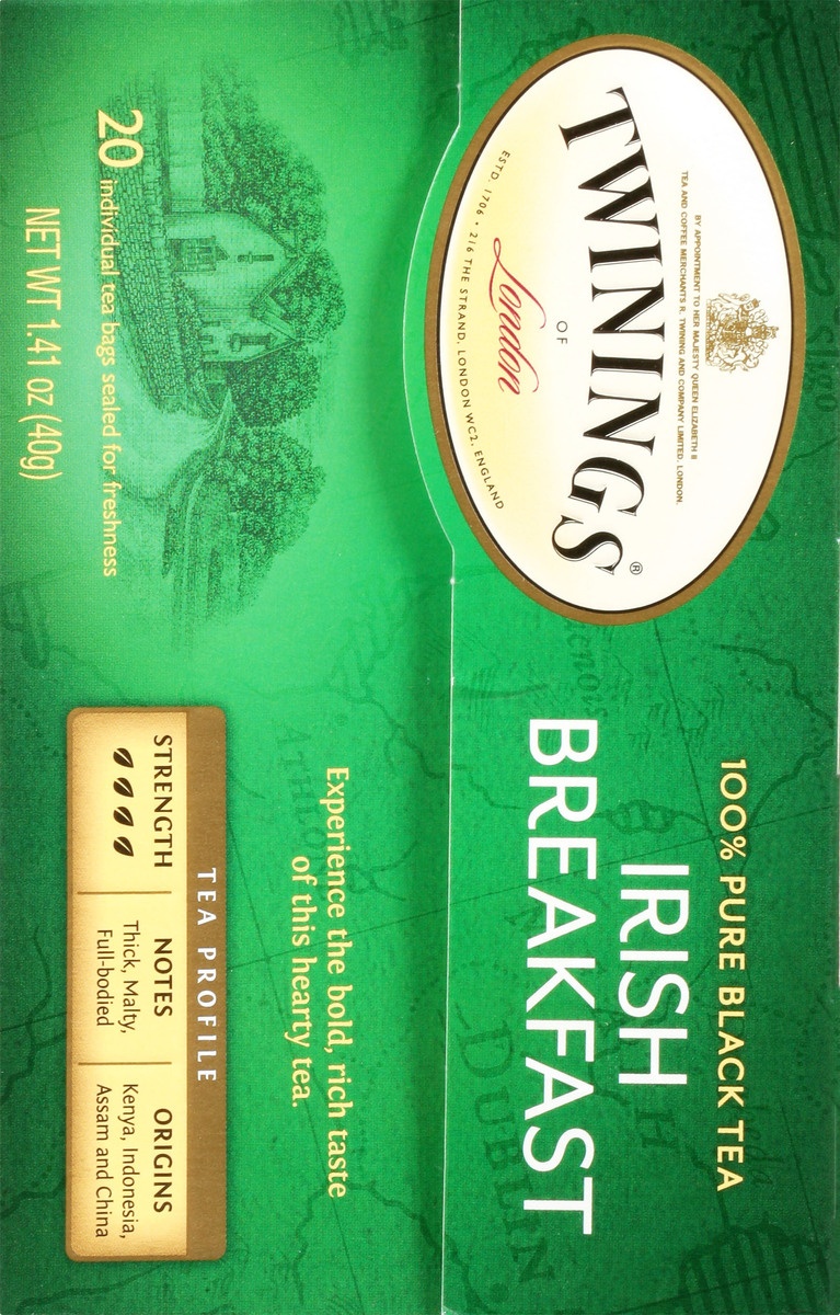 Twinings Black Tea, 100% Pure, English Breakfast, Bags - 20 bags, 1.41 oz