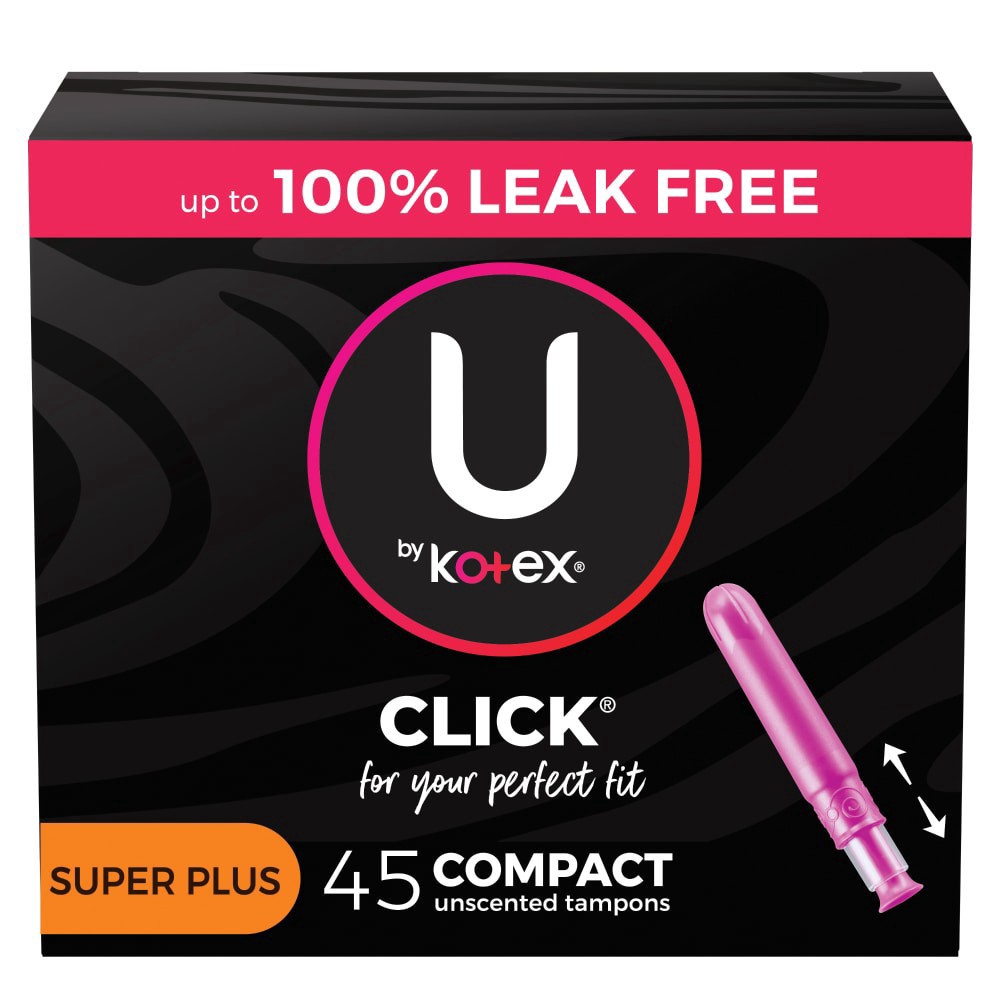 slide 1 of 6, U by Kotex Click Compact Tampons, Super Plus, Unscented, 45 Count, 45 ct