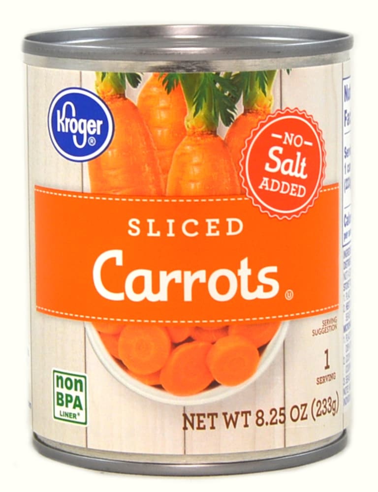 slide 1 of 1, Kroger Sliced Carrots - No Salt Added, 8.25 oz